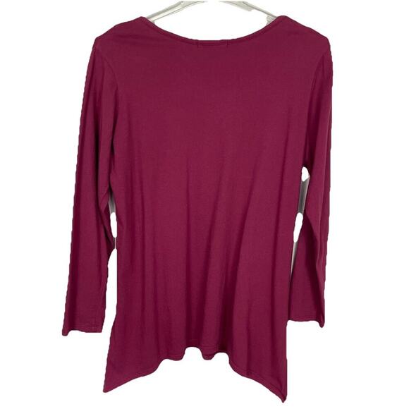 Cut Loose Tunic Top Women’s XL Burgundy Stretch Minimalist Lagenlook Pockets USA - Picture 2 of 10